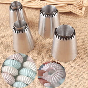 4pcs Sulta Ne Ring Cookies Mold Sultan Tube Icing Piping Nozzles For Decrating Cakes Big Size Russian Pastry Tips Dessert Decor