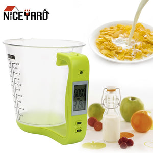 NICEYARD Electronic Measuring Cup Kitchen Scales Digital Beaker Host Weigh Temperature Measurement Cups With LCD Display