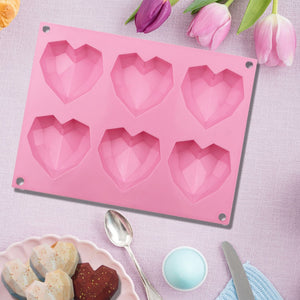 SILICONLOVE 3D Diamond Love Heart Shape Silicone Molds for Baking Sponge Chiffon Mousse Dessert Cake Molds Food Grade